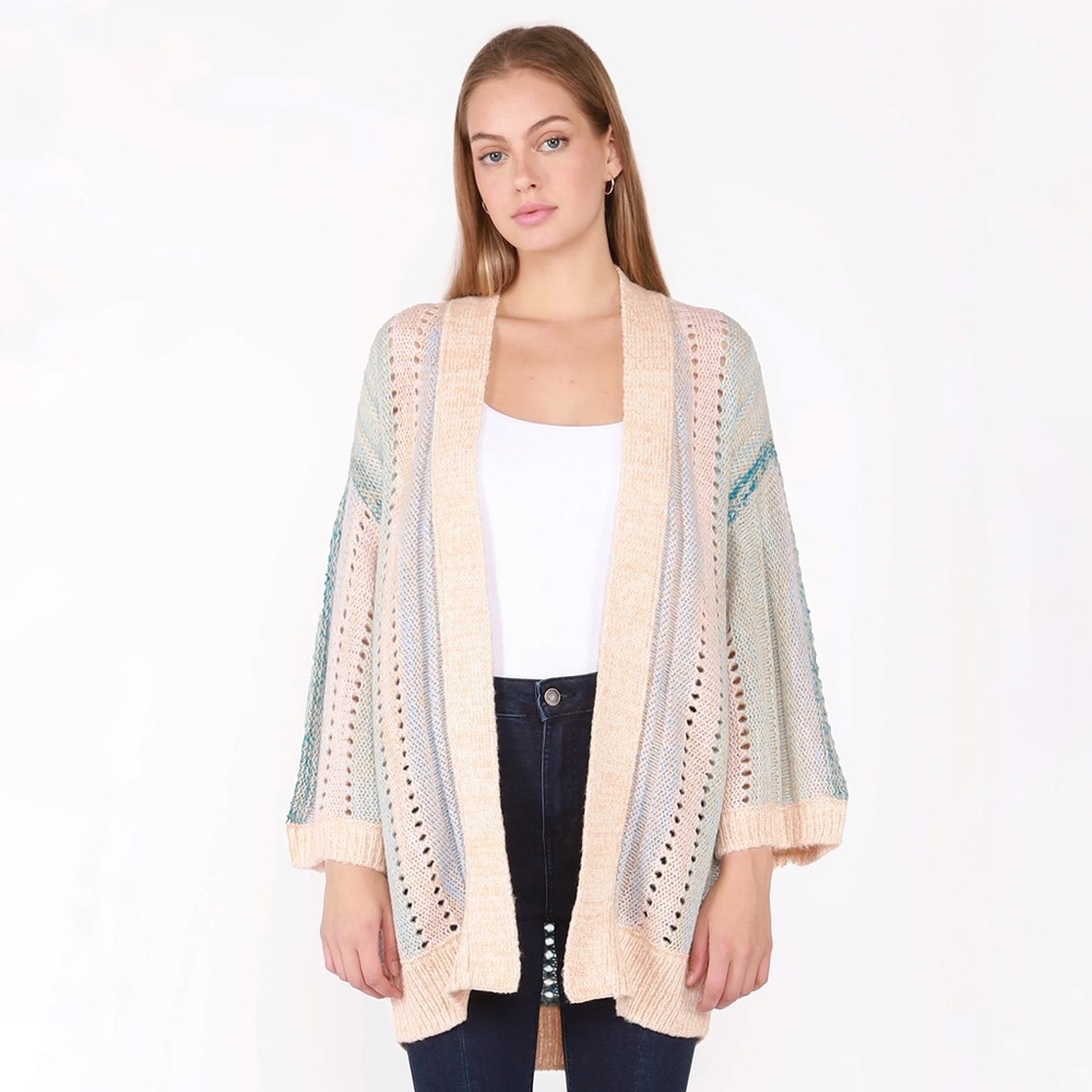 DEX Groovy Kimono Sleeve Cardigan Women's Size X Pink Pastel Lightweight Boho